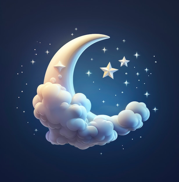 Lua sonhadora com estrelas