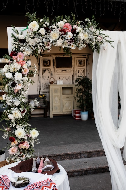 Lugar floral em um evento de férias