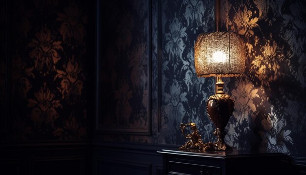 Foto grátis lustre antigo ilumina elegante sala de estar rústica gerada por ia