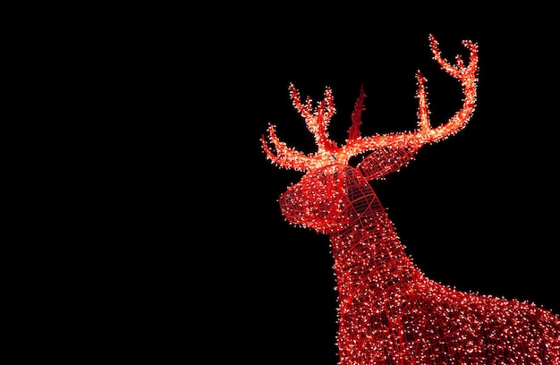 Luzes de decoração ao ar livre em forma de rena de natal iluminada em  vermelho brilhante em preto | Foto Premium