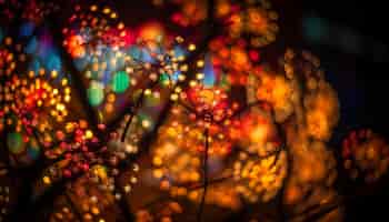Foto grátis luzes de natal multicoloridas brilhantes iluminam a noite de inverno gerada pela ia