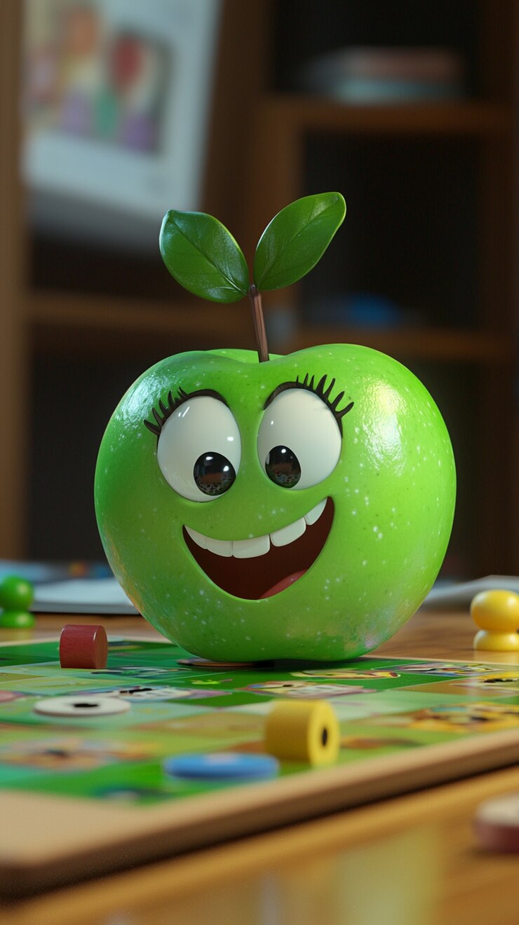 Foto grátis maçã de desenho animado 3d