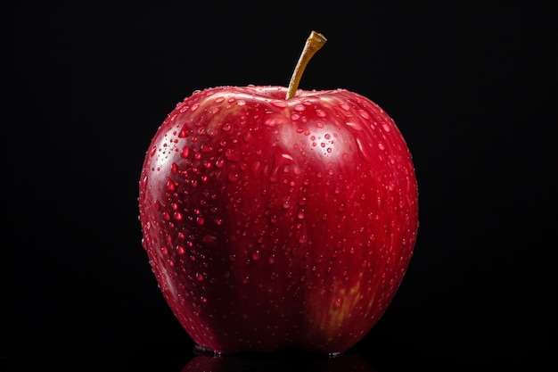 maçã vermelha fresca com gotas de água