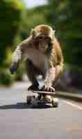 Foto grátis macaco engraçado no skate