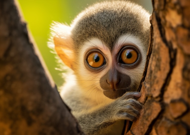 Foto grátis macaco fofo passando tempo na natureza