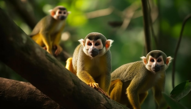 Foto grátis macaco jovem sentado em uma árvore parecendo fofo gerado por ia