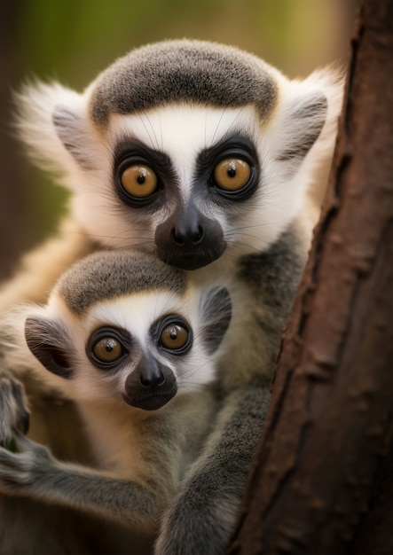 Foto grátis macacos passando tempo juntos na natureza