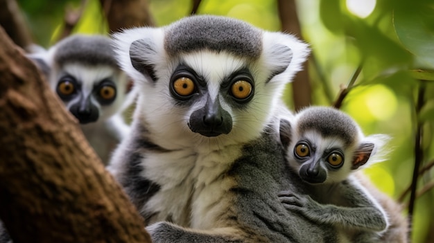 Foto grátis macacos passando tempo juntos na natureza