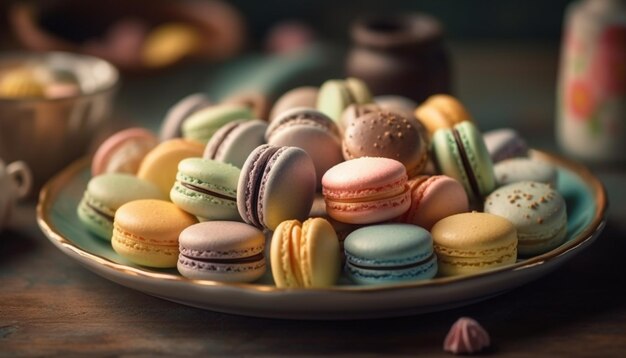 Macarons franceses indulgentes, uma IA generativa doce e deliciosa gourmet