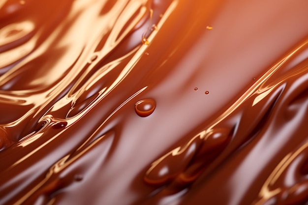 Macro textura de molho de caramelo em close-ups