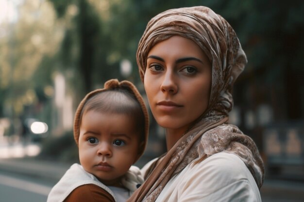 Mãe de tiro médio segurando bebê fofo