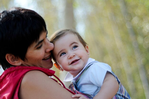 Mãe filha, em, a, floresta