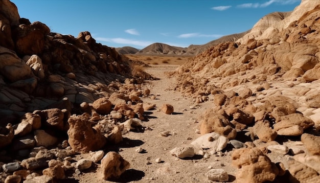 Majestosas caminhadas de camelo por montanhas áridas de arenito geradas por IA