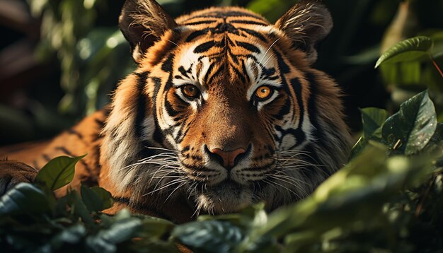 Foto grátis majestoso tigre de bengala, feroz e belo na natureza, gerado pela inteligência artificial