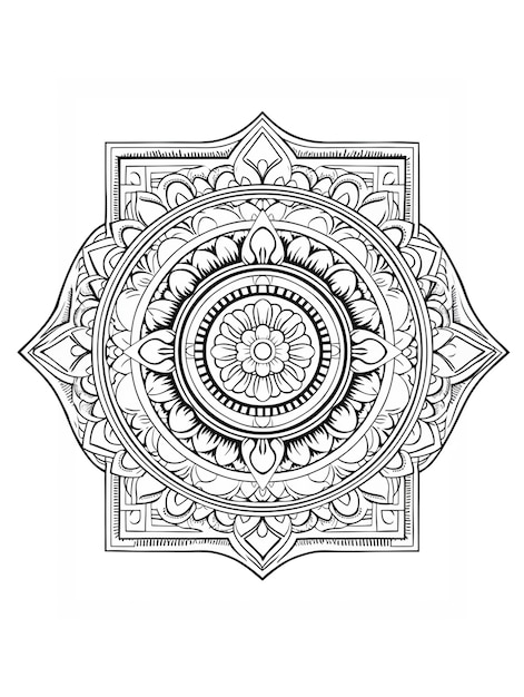 Mandala de arte de linha ilustrada