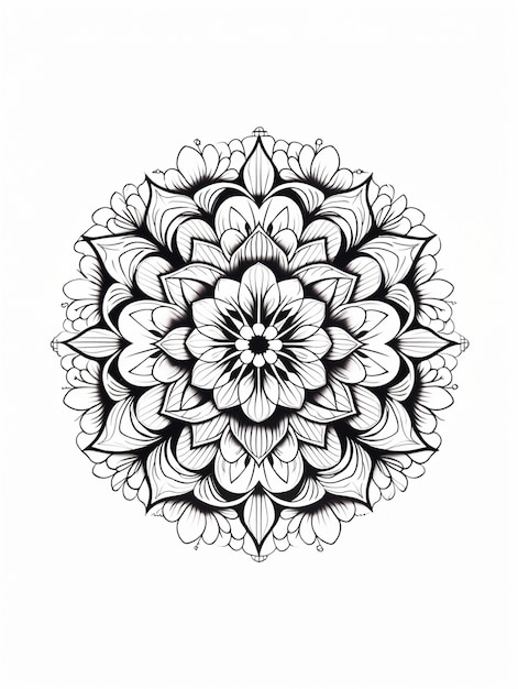 Mandala de arte de linha ilustrada