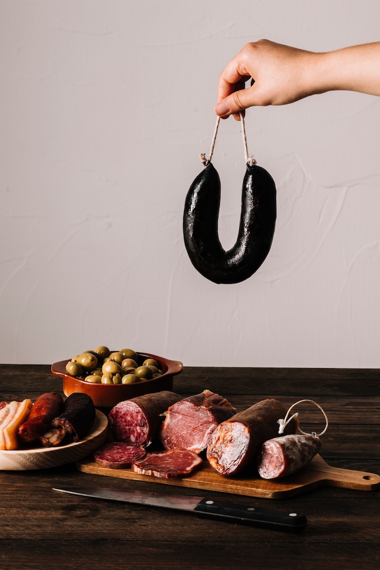 Foto grátis mão colheita, segurando, linguiça, sobre, alimento