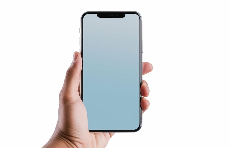Foto grátis mão de close-up segurando tela sensível a toque tela em branco smartphone