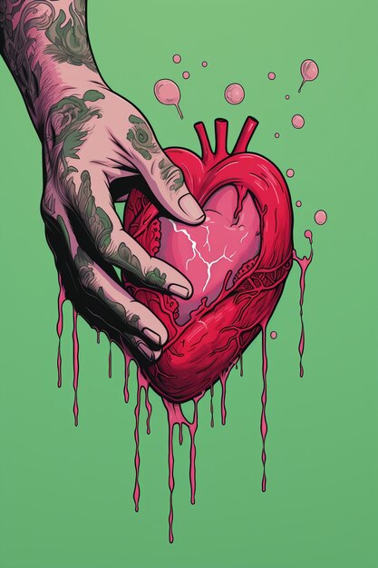 Mão desenhada do conceito de coração partido