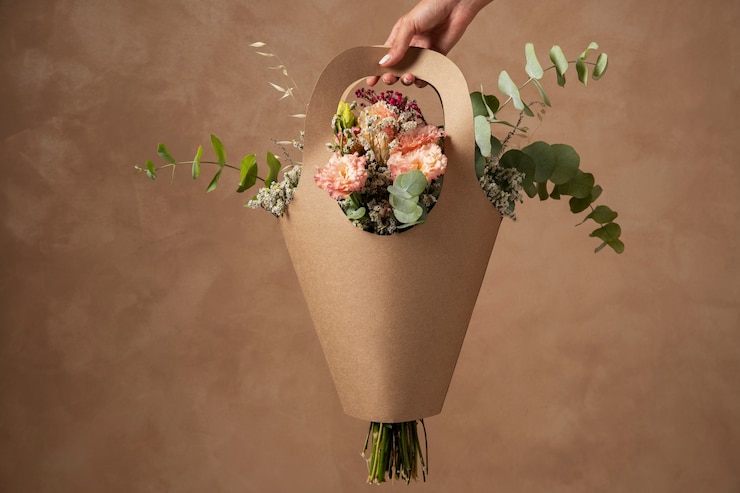 Foto grátis mão segurando uma linda cesta de flores