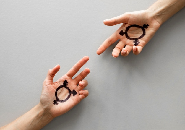 Mãos com sinal de transgêneros