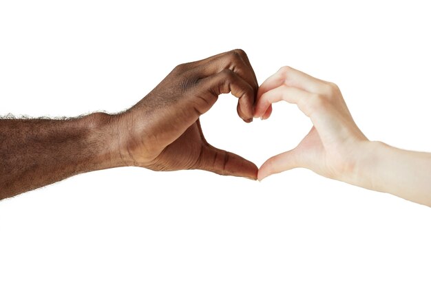 Mãos humanas inter-raciais isoladas