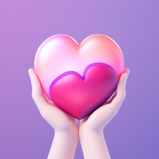 Foto grátis mãos segurando um lindo coração rosa