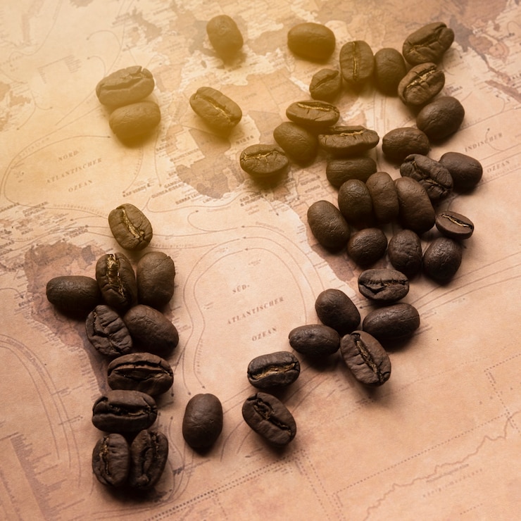 Foto grátis mapa alemão com grãos de café