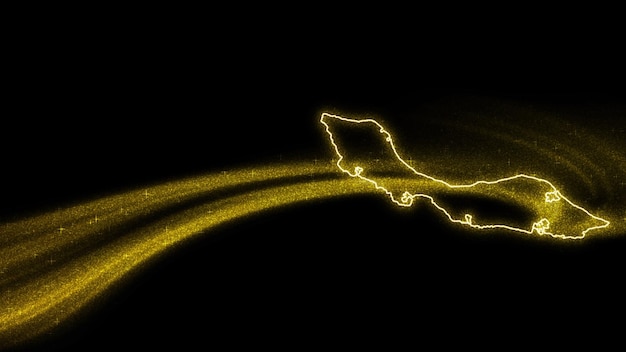 Foto grátis mapa de curaçao, mapa de glitter dourados em fundo escuro