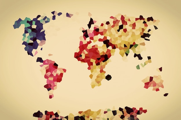 Mapa de mundo feito com polígonos coloridos