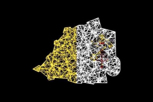 Mapa do vaticano, mapa de linha de malha poligonal, mapa de bandeira