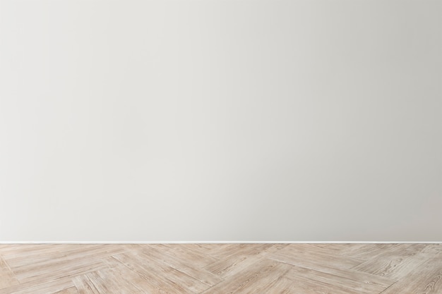 Maquete de parede de concreto em branco cinza com piso de madeira