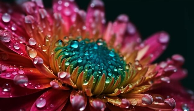 Margarida gerbera vibrante em jardim de verão úmido gerado por IA