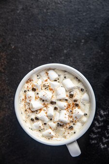 Marshmallow chocolate quente cacau doce bebida café bebida quente aquecimento refeição lanche cópia espaço comida