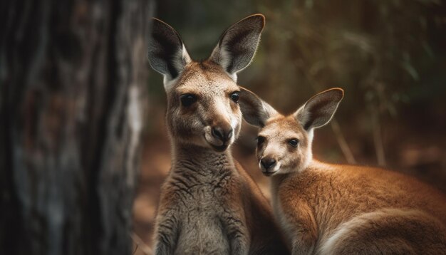 Marsupial fofo olhando para a câmera no deserto gerado por IA