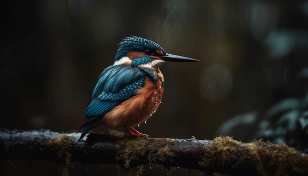 Foto grátis martim-pescador empoleirado em um galho observando insetos gerados por ia