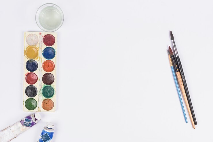 Foto grátis materiais de pintura e copyspace