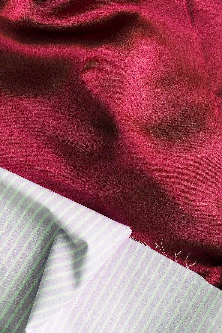 Foto grátis material de tecido com padrão de linha em tecido magenta comum