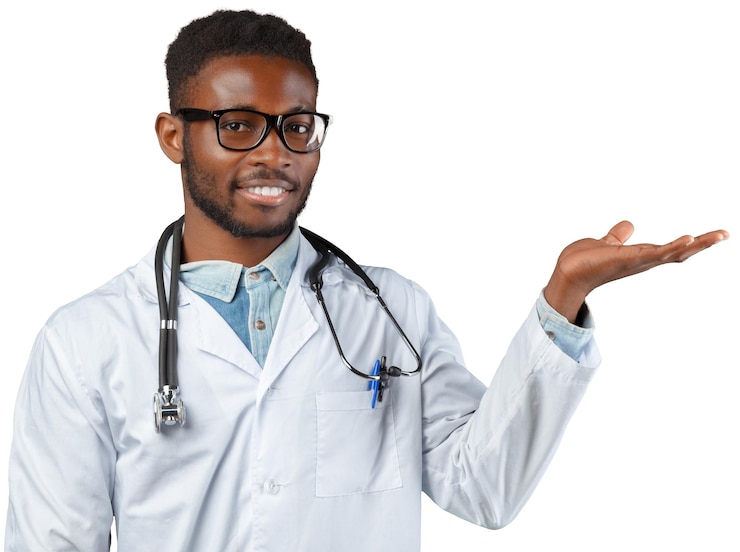 Foto grátis médico africano homem isolado no fundo branco
