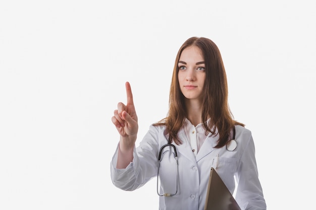 Médico jovem tocando ar