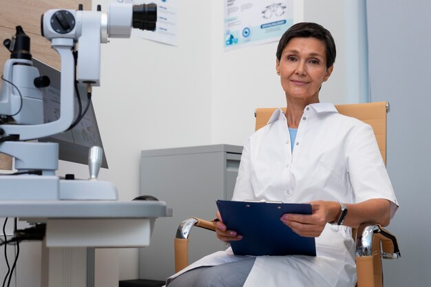 Médico no consultório do oftalmologista
