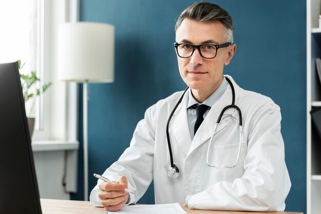 Médico oferecendo teleconsulta médica
