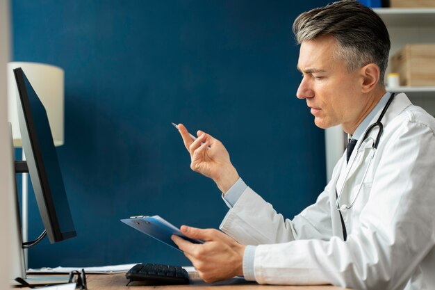 Médico oferecendo teleconsulta médica
