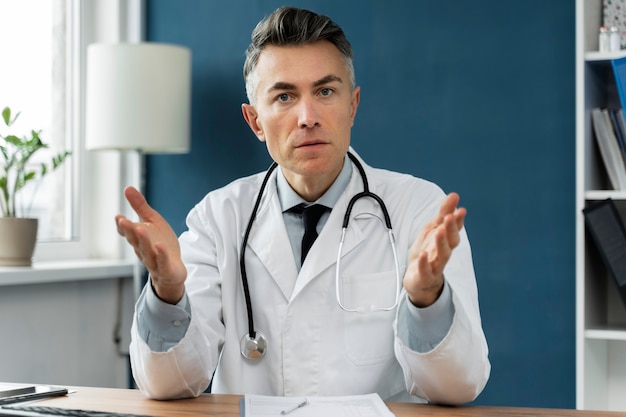 Médico que oferece teleconsulta médica