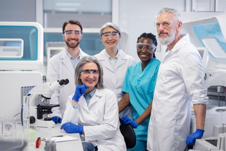Foto grátis médico realizando pesquisas médicas em laboratório