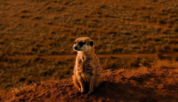 Foto grátis meerkat em pé alerta ao vento gerado pela ia