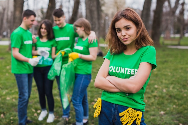 Meio ambiente, e, voluntário, conceito, com, grupo pessoas