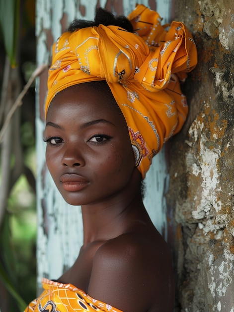 Meio tiro bela mulher africana posando