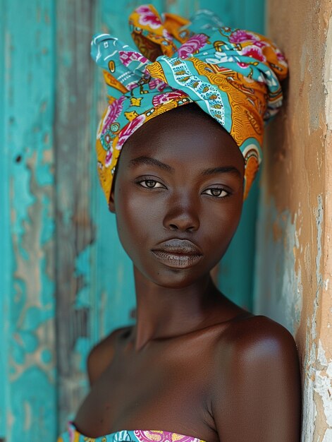 Meio tiro bela mulher africana posando