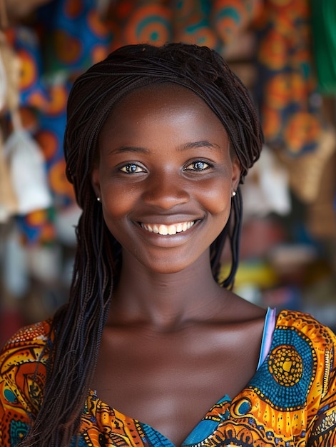 Meio tiro bela mulher africana posando